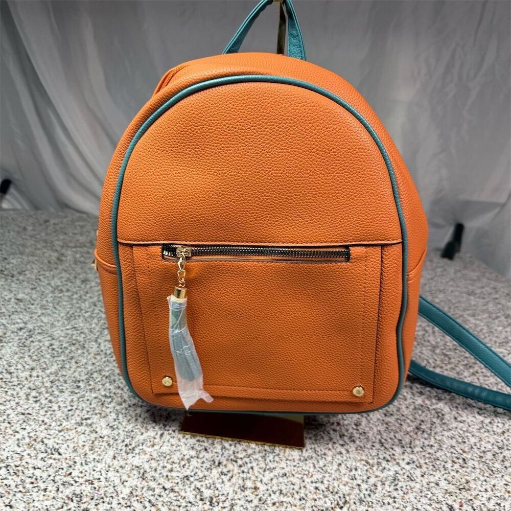 Montana West Orange Faux Leather Backpack Purse Unisex Adjustable Straps​